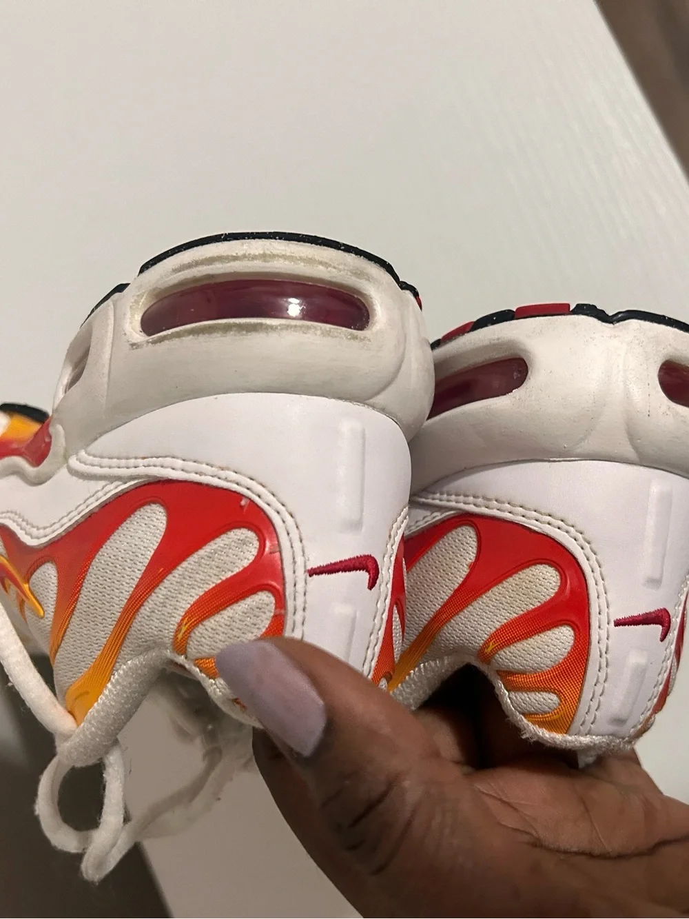 Nike Kids White Sneakers with Orange Trim